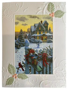 Christmas Card Embossed Cards 1 Box Contains 12 Cards And Envelopes. New In Box.